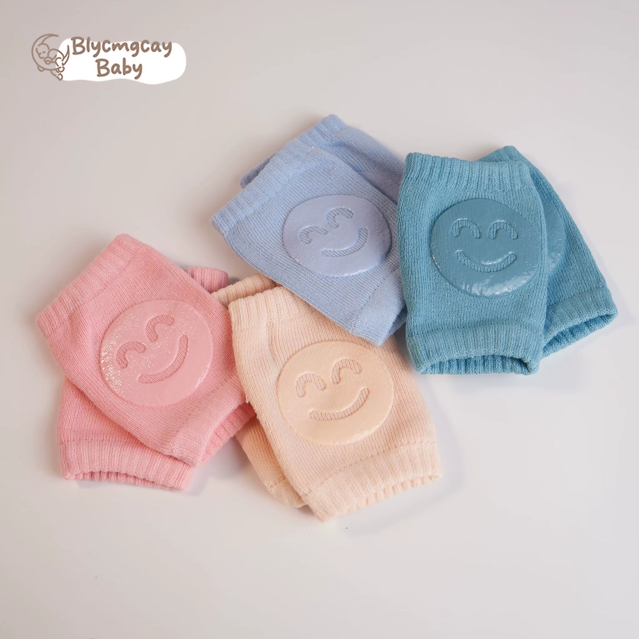 Newborn Autumn Terry Baby Socks Elbow Toddler Crawling Knee Baby Children Knee Pads Smiling Face Knee Pads
