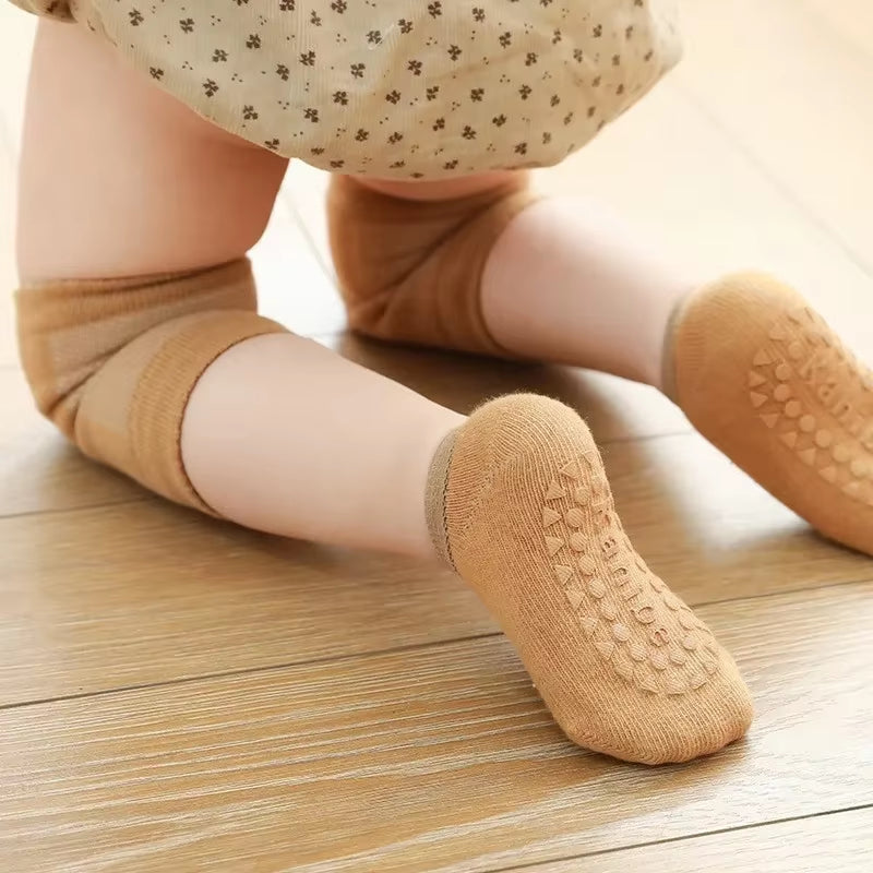 Baby Knee Pads Socks Set Solid Color anti Slip Socks Kneecap Kid Crawling Safety Floor Socks Knee Protector for Girls Boy