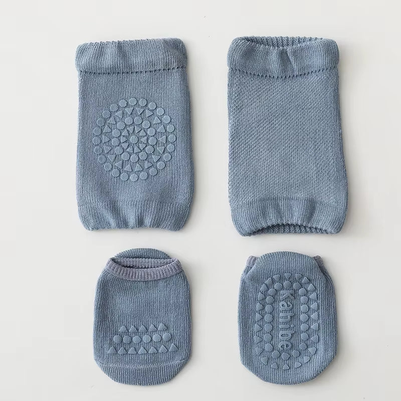 Baby Knee Pads Socks Set Solid Color anti Slip Socks Kneecap Kid Crawling Safety Floor Socks Knee Protector for Girls Boy