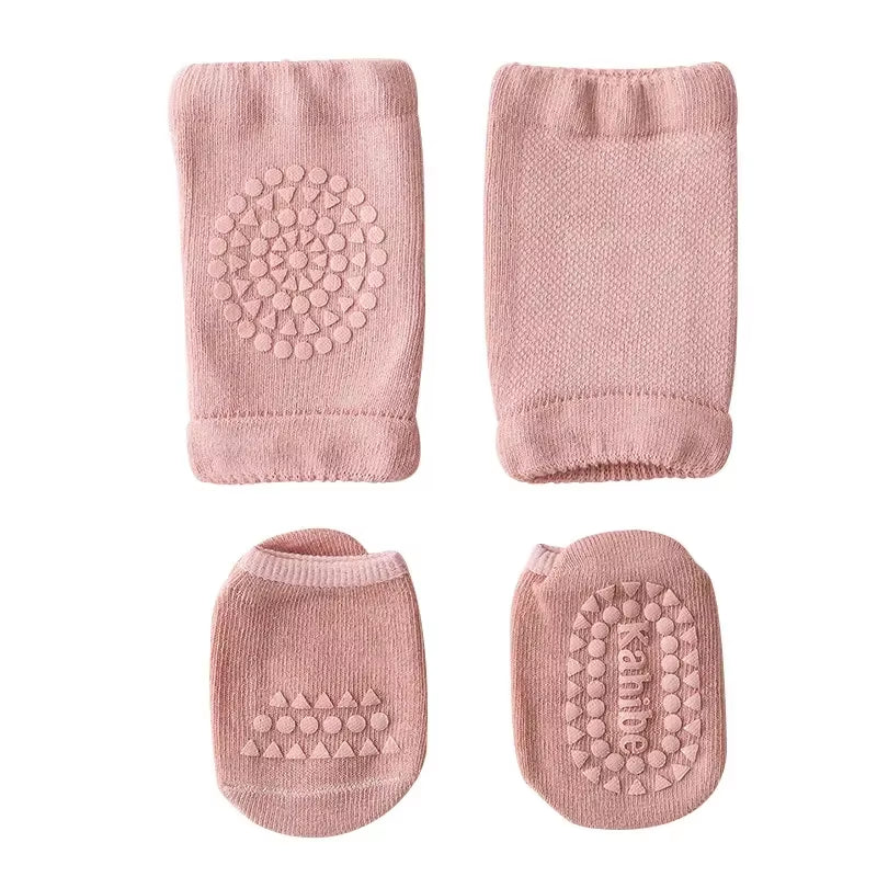 Baby Knee Pads Socks Set Solid Color anti Slip Socks Kneecap Kid Crawling Safety Floor Socks Knee Protector for Girls Boy