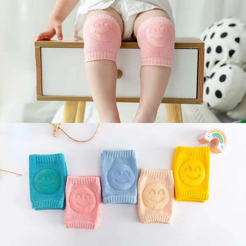 Newborn Autumn Terry Baby Socks Elbow Toddler Crawling Knee Baby Children Knee Pads Smiling Face Knee Pads