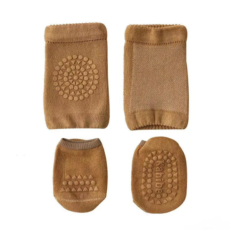 Baby Knee Pads Socks Set Solid Color anti Slip Socks Kneecap Kid Crawling Safety Floor Socks Knee Protector for Girls Boy